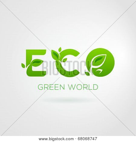 Vector Illustration of the word ECO with the leaves