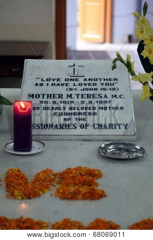 KOLKATA, INDIA - FEB 07, 2014: Tomb of Blessed Teresa of Calcutta, commonly known as Mother Teresa (26 August 1910ÃÂ¢Ã?Ã?5 September 1997), was Catholic missionary who lived for most of her life in India