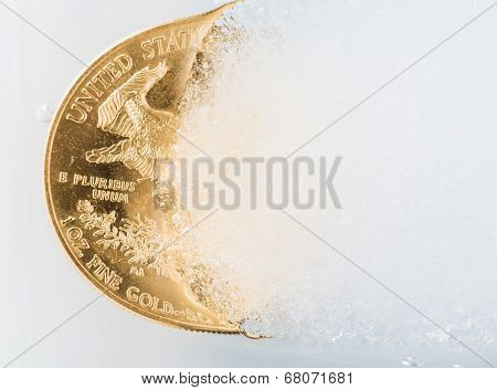 Golden Eagle Coin Emerging From Deep Freeze