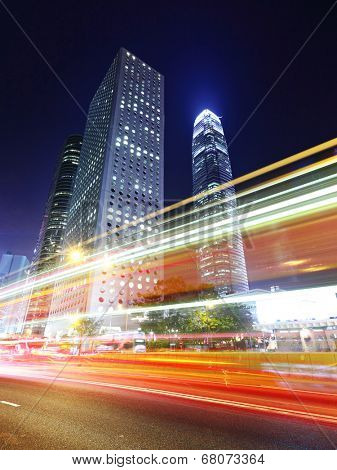 Traffic in Hong Kong at night