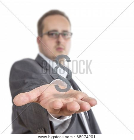 Business Man Holding A Paragraph Symbol