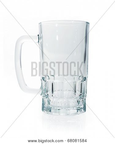 Empty beer mug isolated on white background