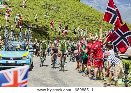 The Peloton In Pyrenees Mountains
