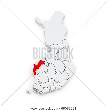 Map of Ostrobothnia. Finland. 3d