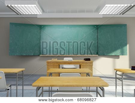 3D rendering of a school classroom