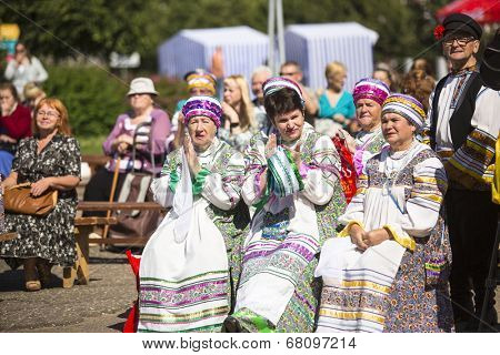 TIKHVIN, RUSSIA - JULY 5, 2014: Unidentified participants the celebration of the day of the city of Tikhvin - first mentioned 1383, town status since 1773 year (200 kilometers east of St. Petersburg)