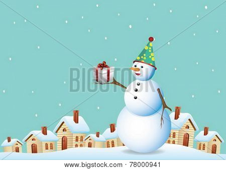 Snowman with gift