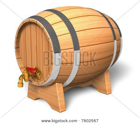 Wooden barrel with valve