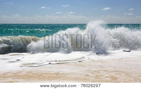 Waves of the Caribbean Sea. Playa los Cocos. Cayo Largo. Cuba.