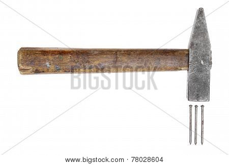 Hammers Big Large Medium Small Wooden Handle Working Vintage Isolated Construction Steel Rusted