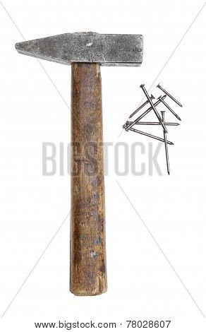 Hammers Big Large Medium Small Wooden Handle Working Vintage Isolated Construction Steel Rusted