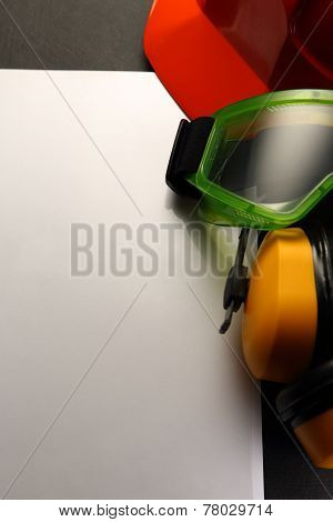 Blank Sheet With Helmet, Goggles And Headphones