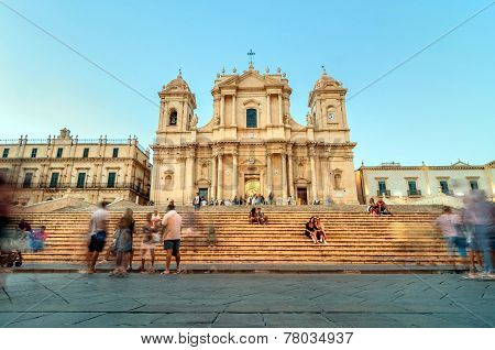 Baroque Cathedral At Sunset In Noto, Sicily