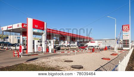 Lukoil Gas Station In Sunny Day