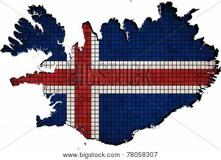 Iceland map with flag inside