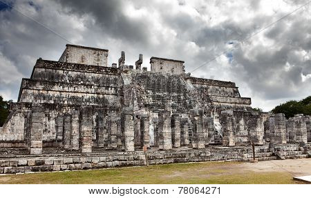 Hall of the Thousand Pillars - Columns at Chichen Itza Mexico