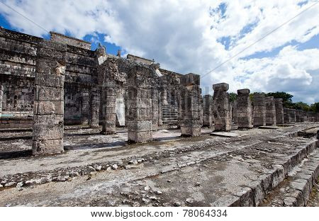 Hall of the Thousand Pillars - Columns at Chichen Itza Mexico