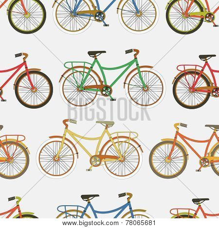 Seamless pattern with retro bicycles.