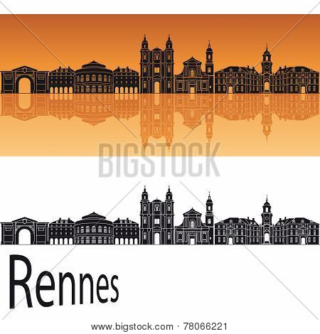 Rennes Skyline In Orange Background