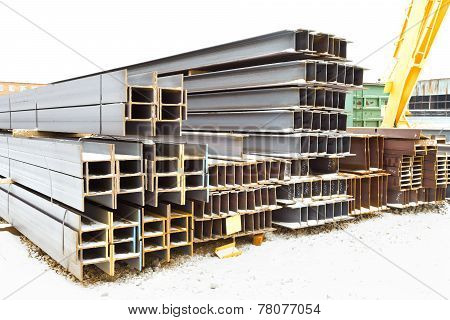 Steel Beams In Outdoor Warehouse
