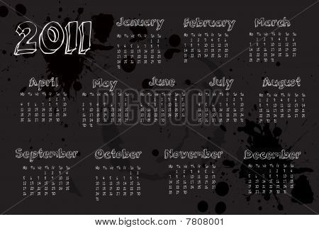 Grunge Style Black 2011 Calendar