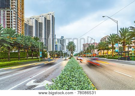 Early Morning Streetview In Sunny Isles Beach