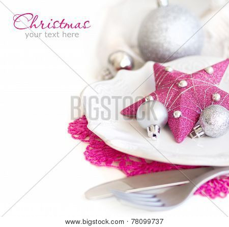 Fuschia Pink Christmas Table Setting