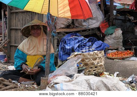People From Indonesia, Woman Selling Vegetables
