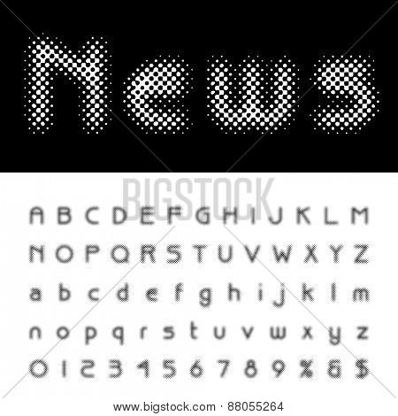 vector dotted halftone alphabet