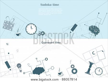 Crossword and sudoku background