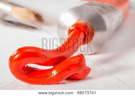 Orange Oil Paint From Tube