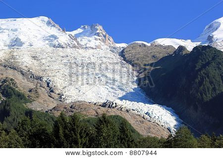 Gleccser Bossons és a Mont blanc hegyre, Franciaország