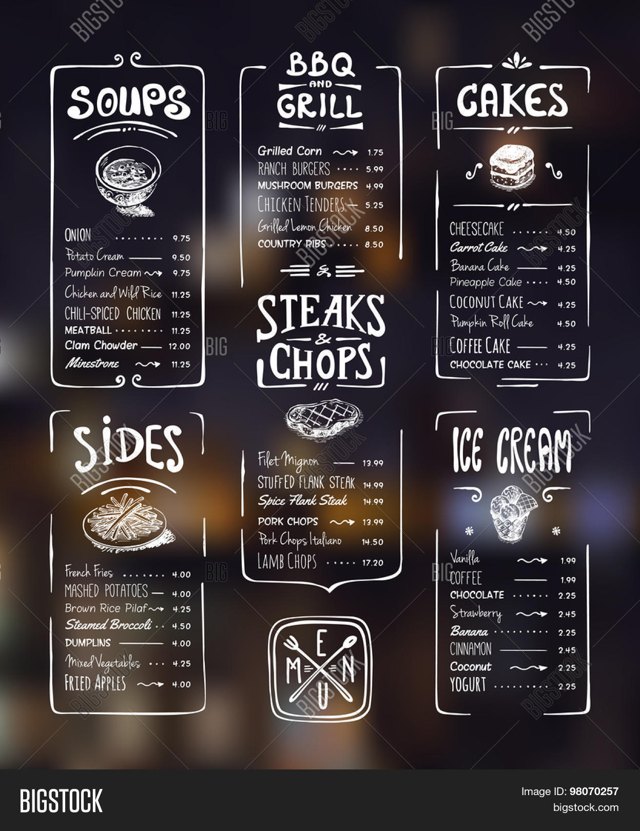 menu template white vector photo free trial bigstock