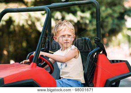 Boy Drive Electric Mini Park In Park