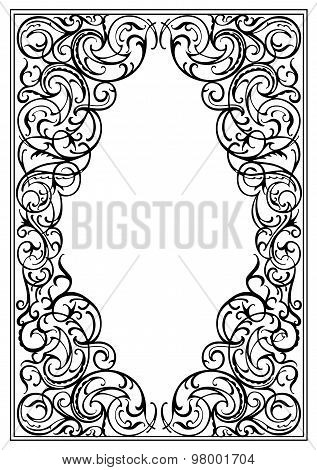 Vector black ornate frame. Antique ornament.