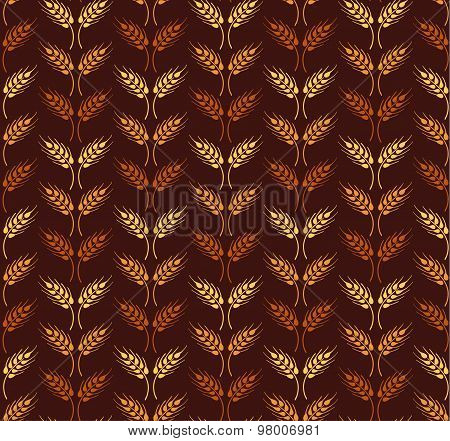 Seamless Pattern With Wheat Ears. Brown Agricultural Background About Harvest And Grain