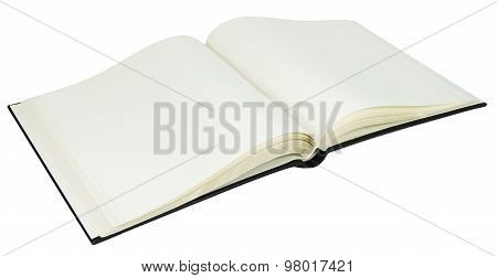 Opened Book With Blank Pages On A White Background