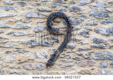 Stone Wall With Wrought Iron Number