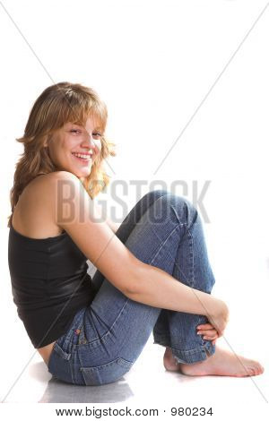 在白色背景上的女孩