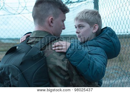 Son Saying Goodbye