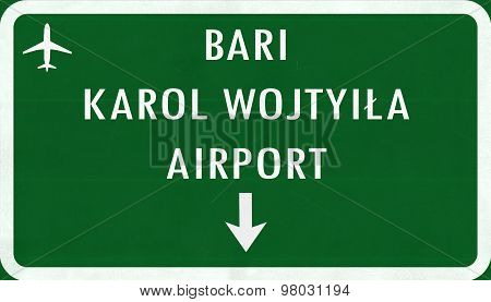 Bari Karol Wojtyila Airport Highway Sign