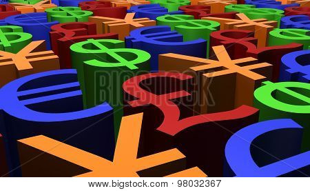 3D Render image of Currency Signs