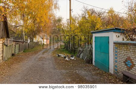 Small street in remote Ukrainian village
