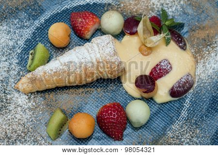 ice cream with fruits