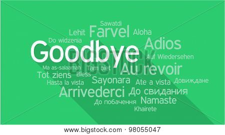 GOODBYE in different languages, words collage vector illustration.