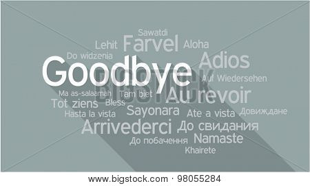 GOODBYE in different languages, words collage vector illustration.