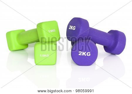 Green And Purple Fitness Dumbbells
