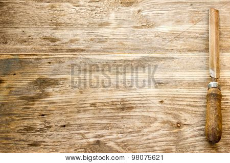 Various Different Steel Retro Rusty Rasp File Tool Collection Isolated On Wooden Background. Copy Sp