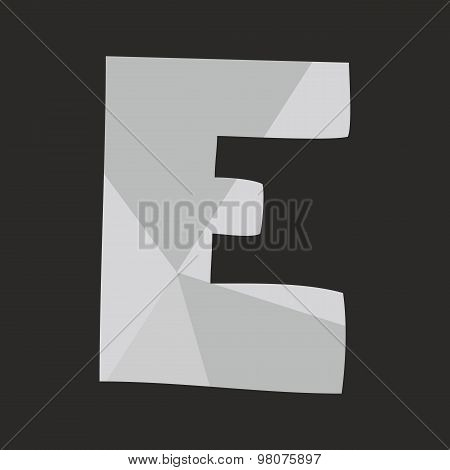 E low poly wrapping surface vector alphabet letter isolated on black background