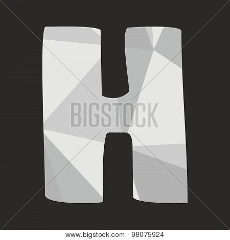 H low poly wrapping surface vector alphabet letter isolated on black background